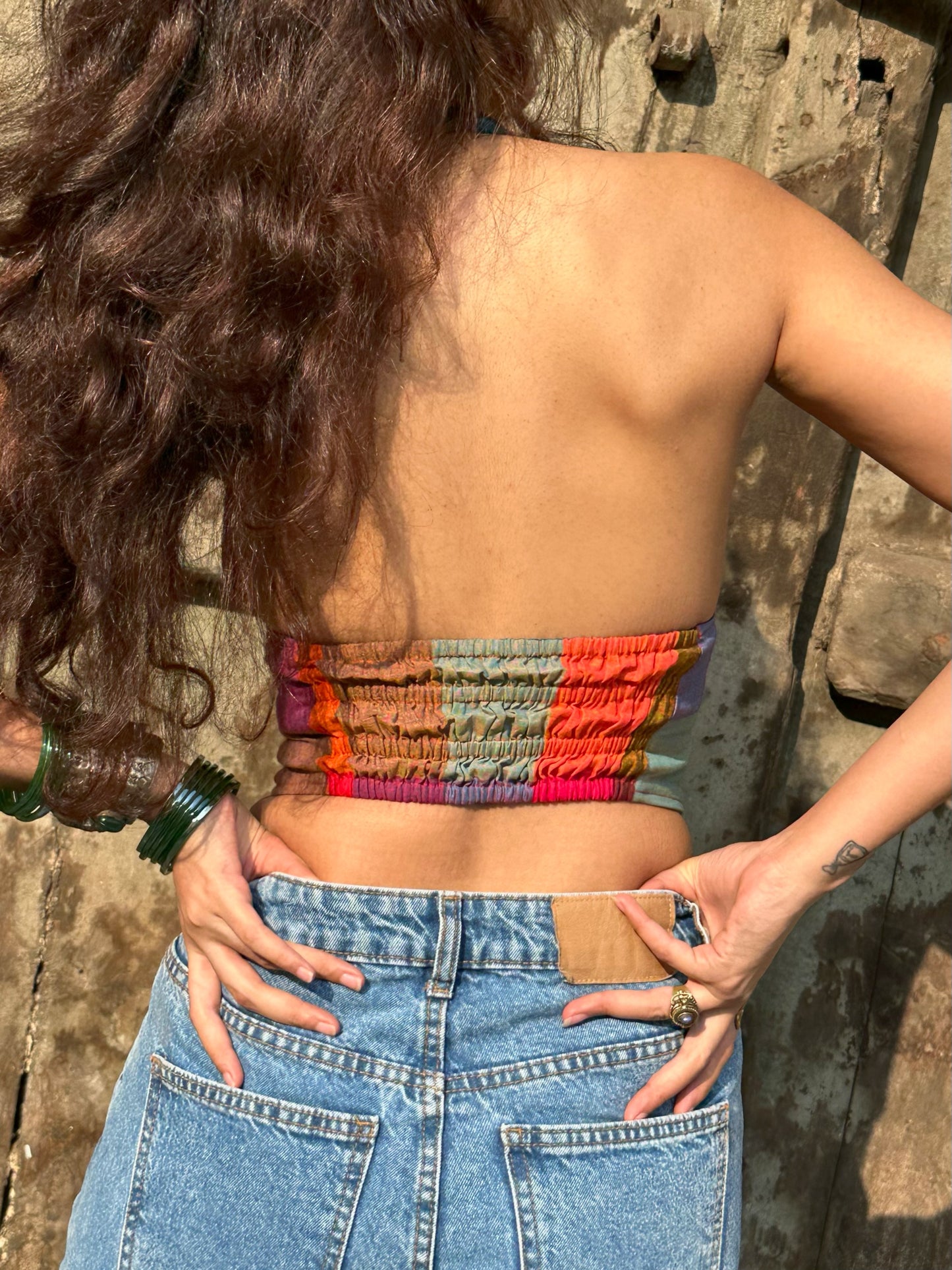 Aaila! Halter Top | Multicoloured Checkered | Handloom Cotton