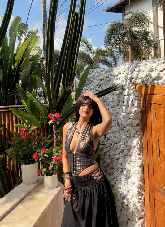 Behayaa Cutout Maxi Skirt
