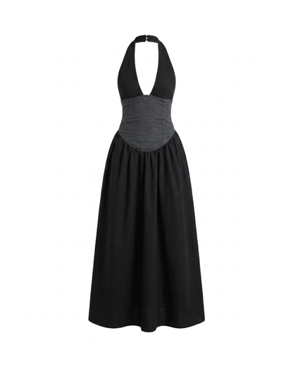 Pairipona Backless Handloom Cotton Maxi Dress
