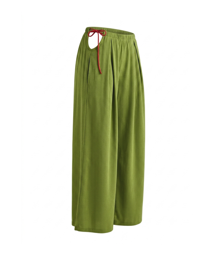 Agnee Cutout Wide-Leg Pants in Handloom Cotton