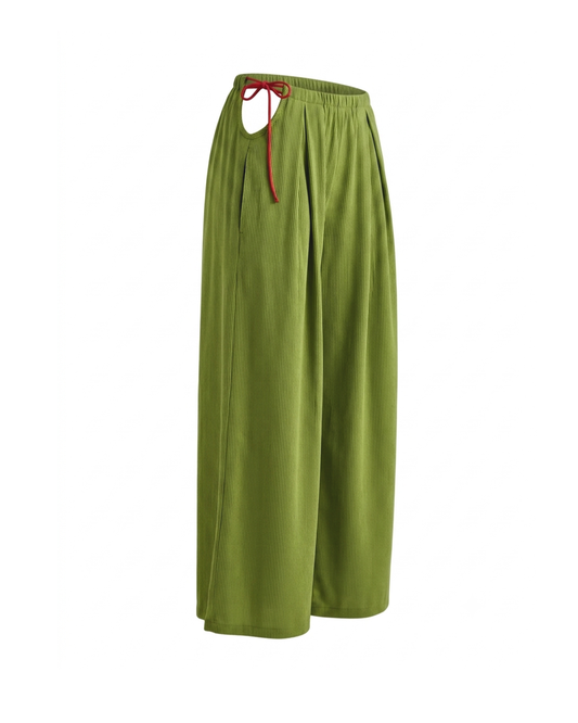 Agnee Cutout Wide-Leg Pants in Handloom Cotton