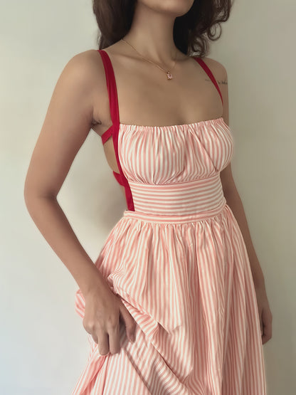 Stripes | Divinity Handloom Cotton Backless Maxi Dress