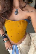 Mustard Handloom Cotton with Buta | Reversible Corset Top