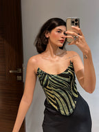 Green Zebra Silk Reversible Corset