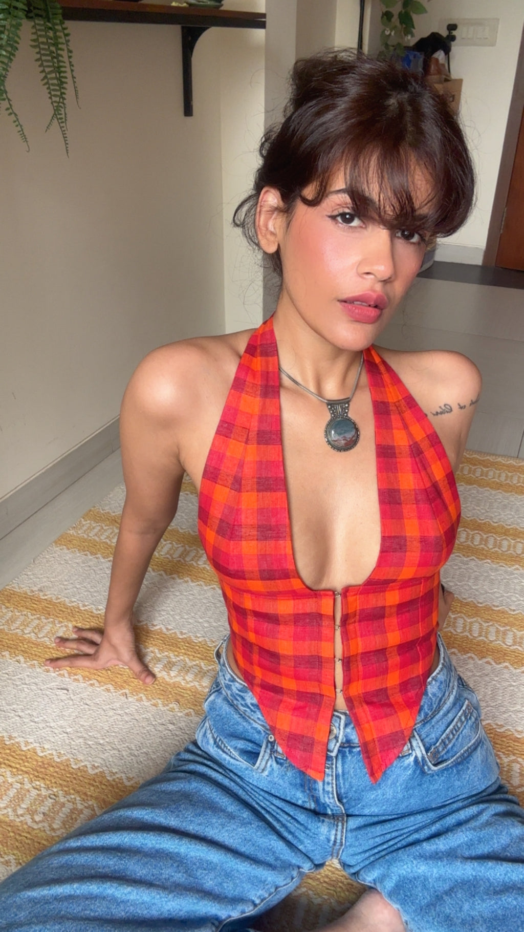 Aaila! Halter Top | Checkered