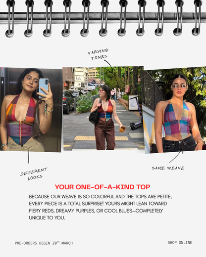 Aaila! Halter Top | Multicoloured Checkered | Handloom Cotton