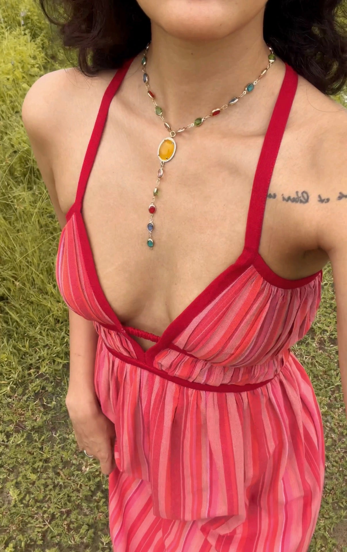 Chérie Multiway Maxi Dress | Red Stripe | Handloom Cotton
