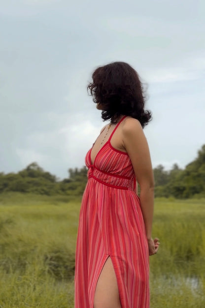 Chérie Multiway Maxi Dress | Red Stripe | Handloom Cotton