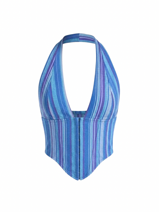 Aaila! Halter Top | Blueberry Handloom Cotton