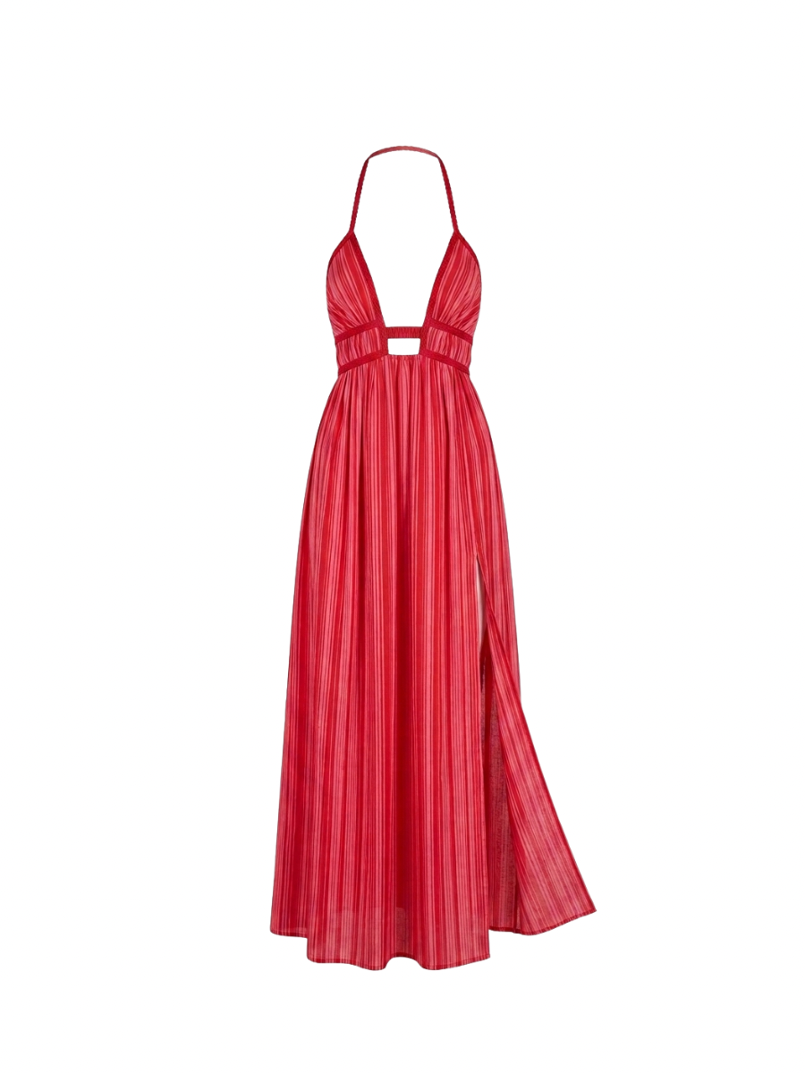 Chérie Multiway Maxi Dress | Red Stripe | Handloom Cotton