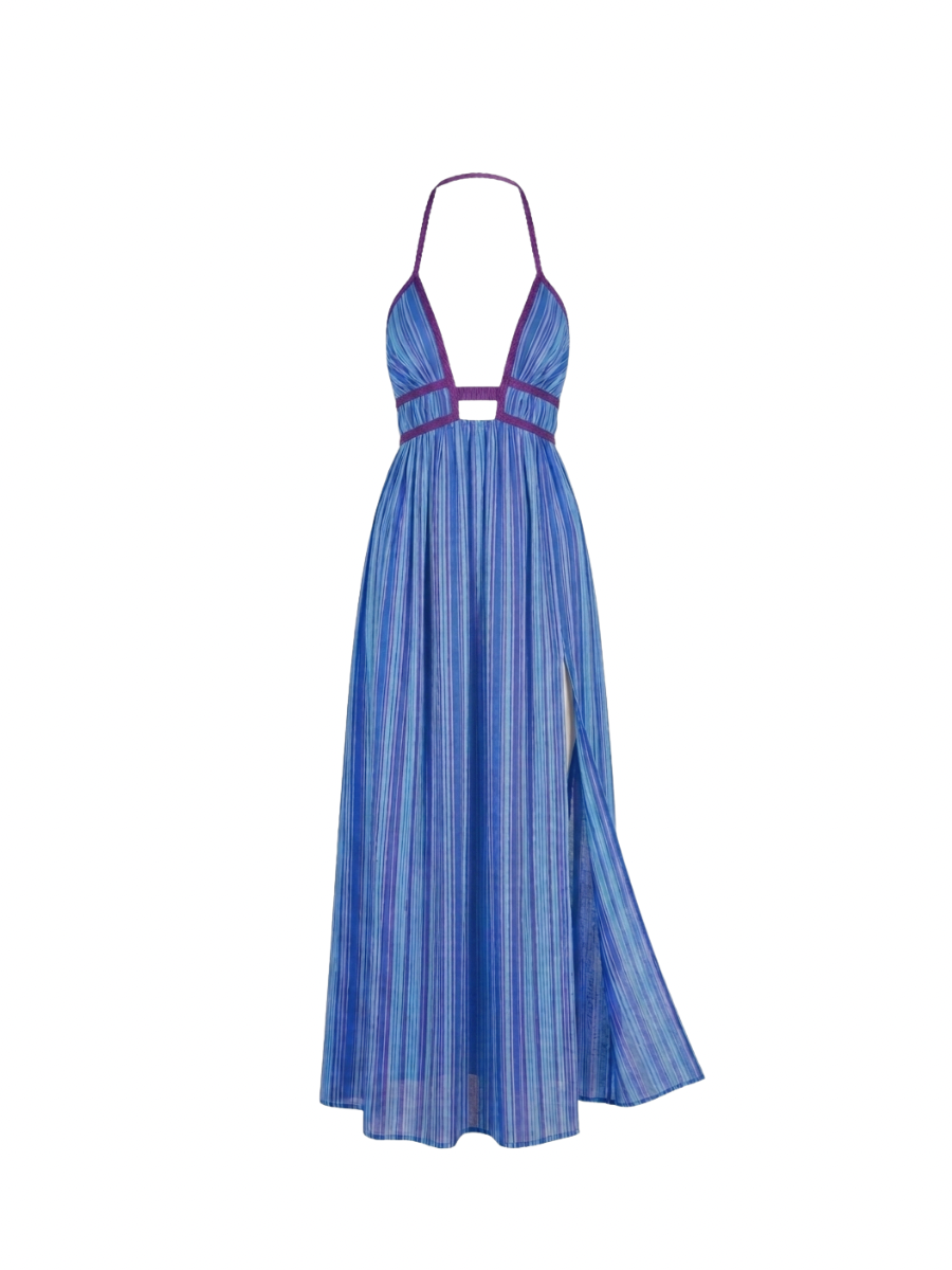Chérie Multiway Maxi Dress | Blue Stripe | Handloom Cotton