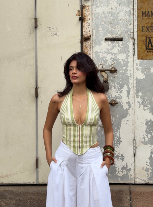 Aaila! Halter Top | Stripes | Handloom Cotton